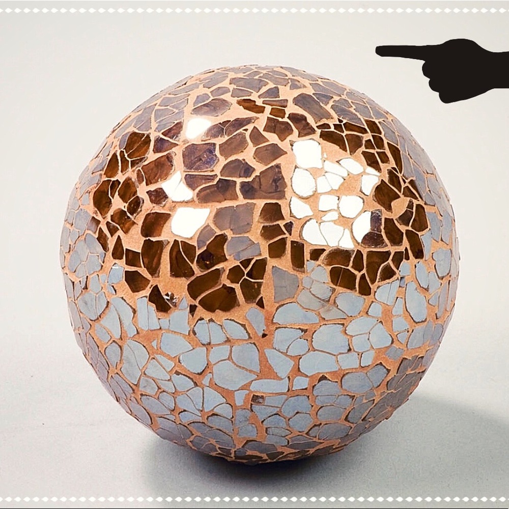 NEW SET/6 MOSAIC GLASS DECO BALLS BROWN